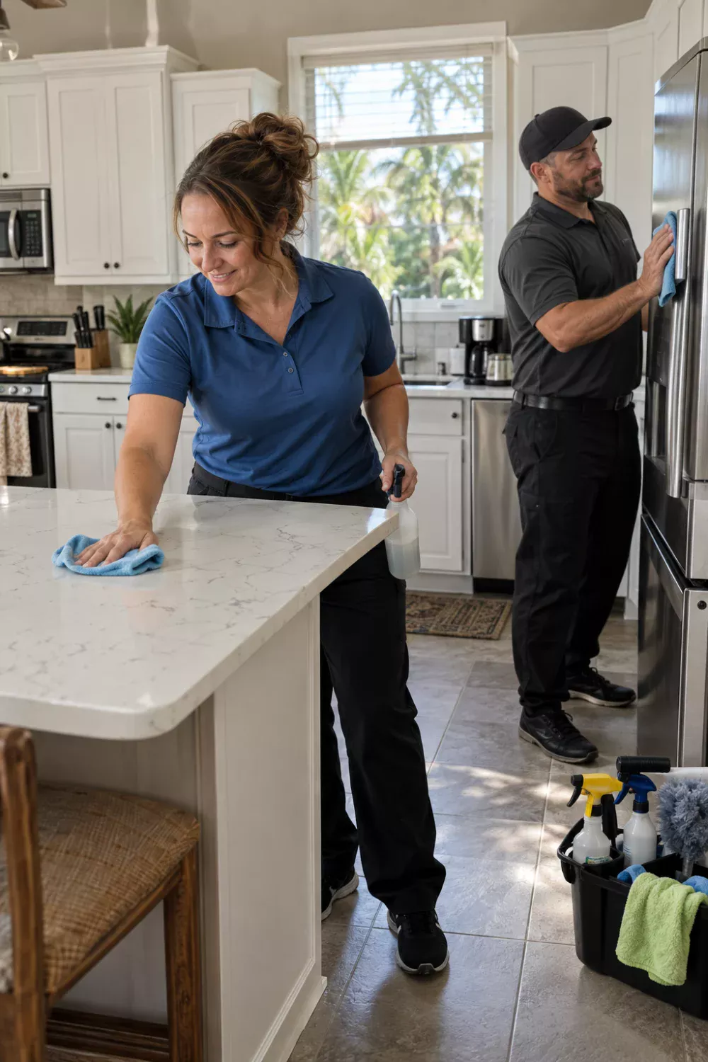 The K’s Elite Cleaning team cleaning a kitchen in Cape Coral, Florida