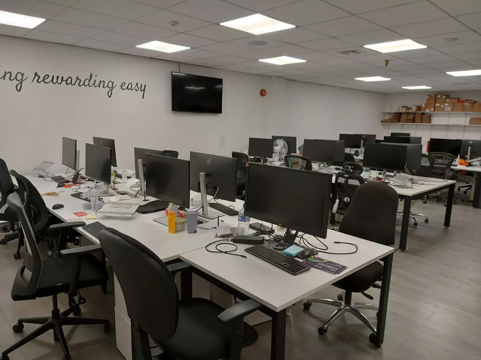Open-plan office desks cleaned after hours by K’s Elite Cleaning